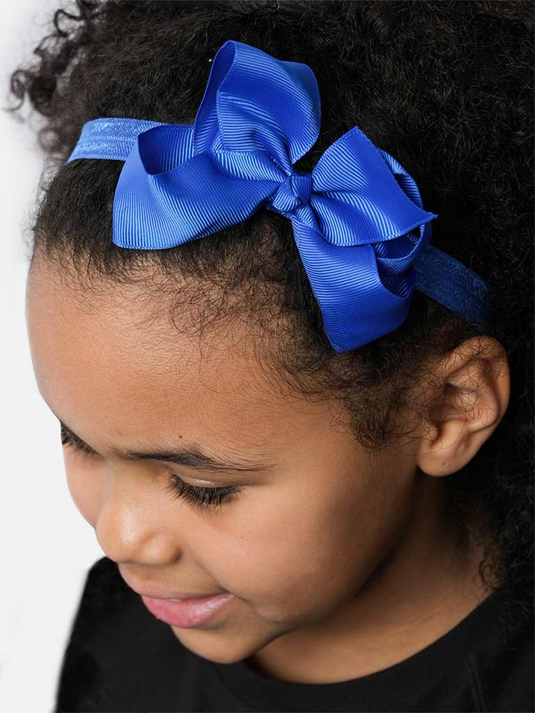 Baby Girl Satin Bow Headband-Royal Blue
