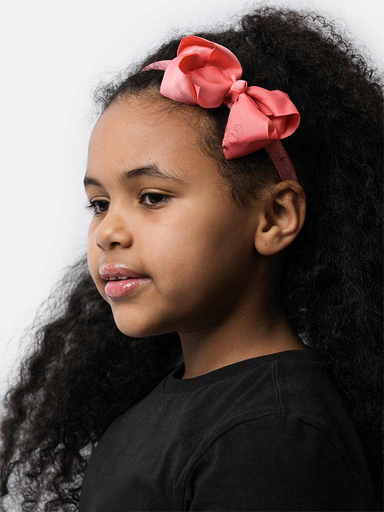 Baby Girl Satin Bow Headband-Salmon Red