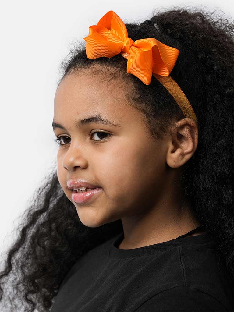 Baby Girl Satin Bow Headband-Orange