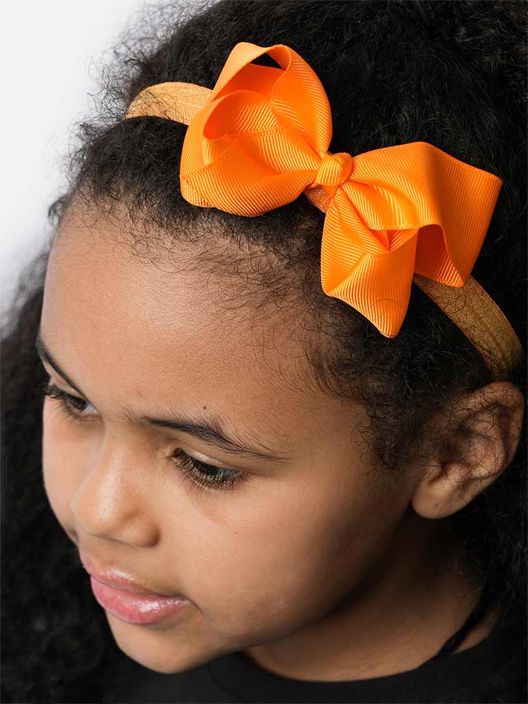 Baby Girl Satin Bow Headband-Orange