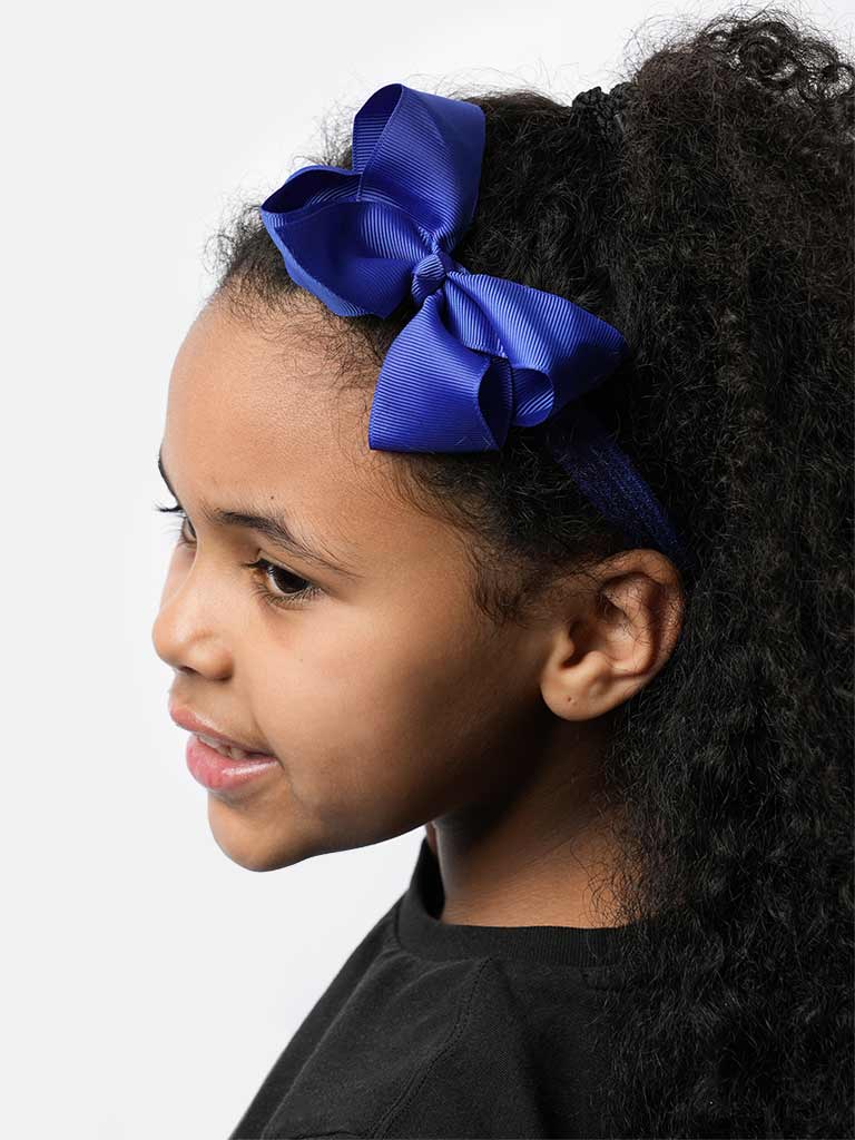 Baby Girl Satin Bow Headband-Dark Royal Blue