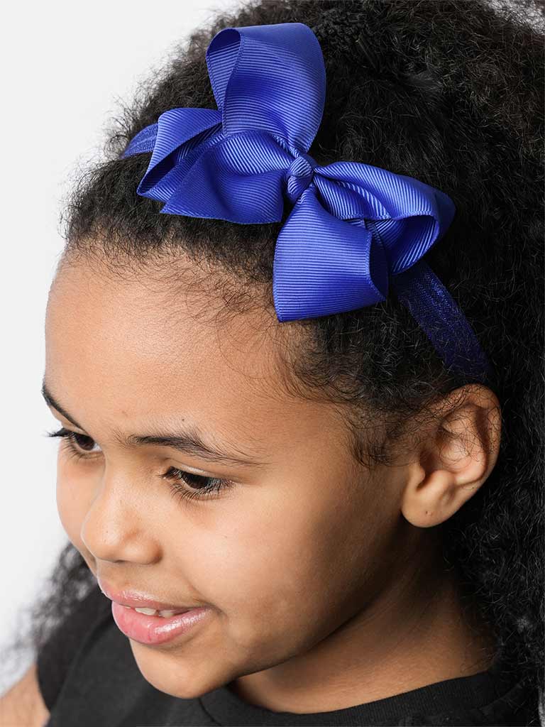 Baby Girl Satin Bow Headband-Dark Royal Blue