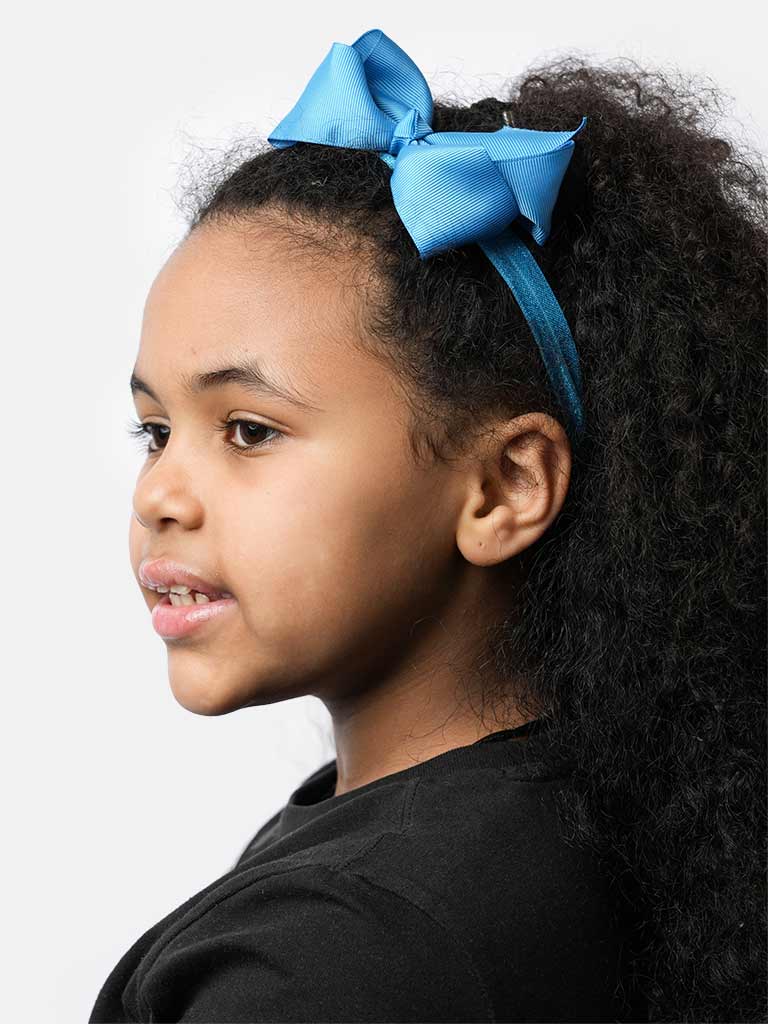 Baby Girl Satin Bow Headband-Blue