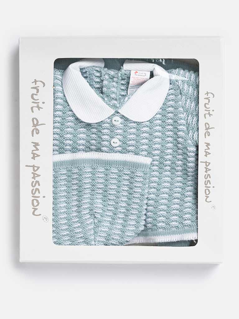 Baby Boy 3 Piece Line Texture Knit Gift Box Set-Mint Green