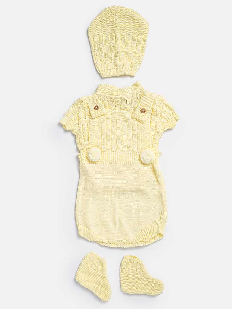 Baby Boy 4-piece Checked Knitted Gift Box Set - Lemon Yellow