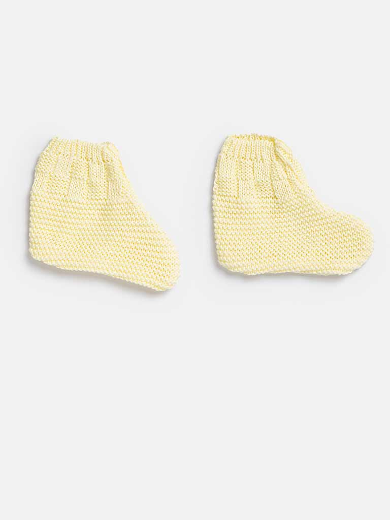 Baby Boy 4-piece Checked Knitted Gift Box Set - Lemon Yellow