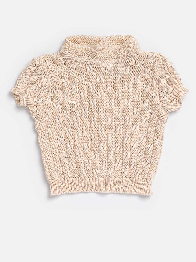 Baby Boy 4-piece Checked Knitted Gift Box Set - Beige