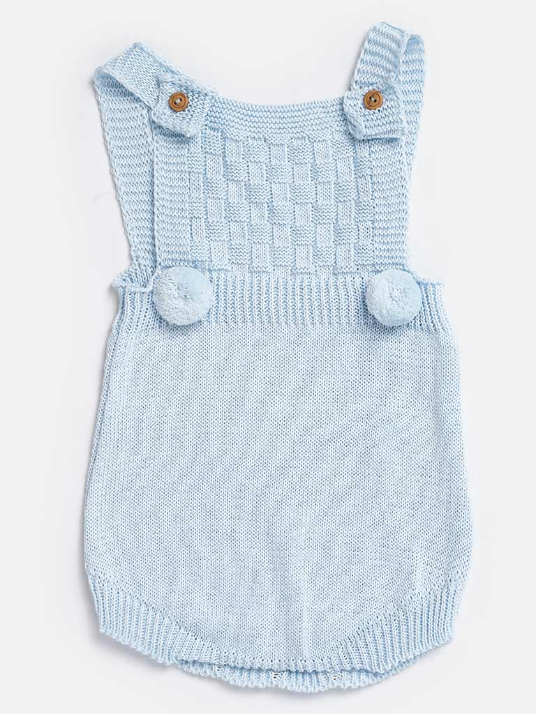 Baby Boy 4-piece Checked Knitted Gift Box Set - Baby Blue