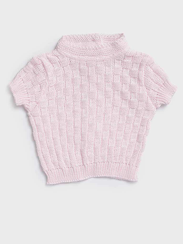 Baby Girl 4-piece Checked Knitted Gift Box Set - Baby Pink