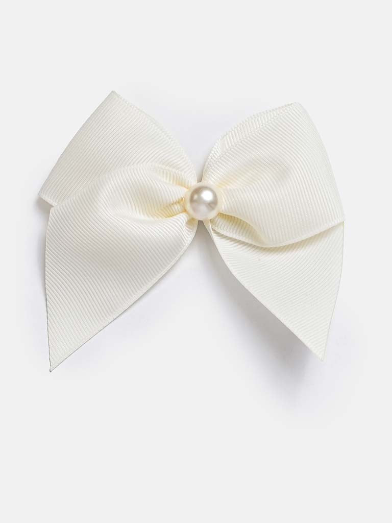 Baby Girl Pearl with Bow Handmade Hairclip-Ivory