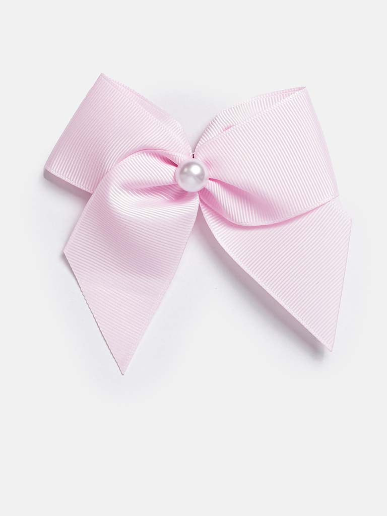Baby Girl Pearl with Bow Handmade Hairclip-Baby Pink