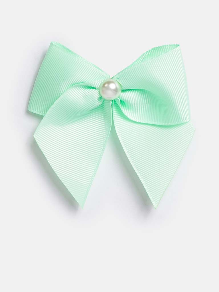 Baby Girl Pearl with Bow Handmade Hairclip-Mint Green