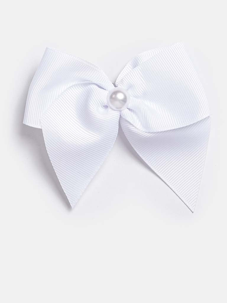 Baby Girl Pearl with Bow Handmade Hairclip-White