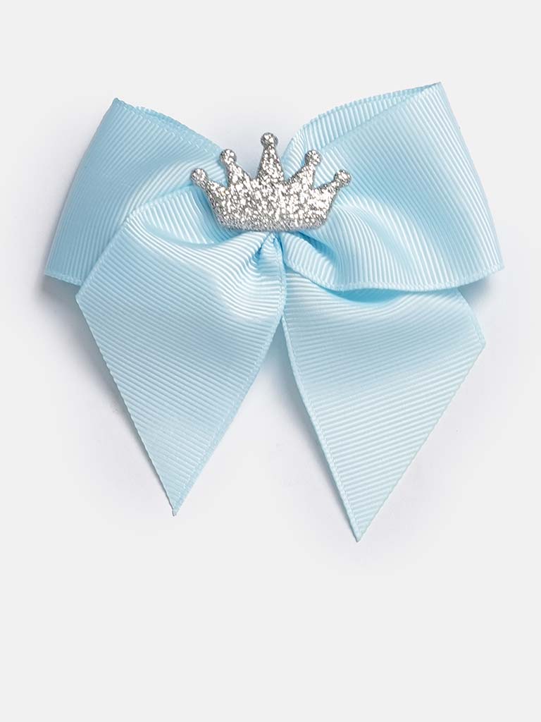 Baby Girl Crown with Bow Handmade Hairclip-Baby Blue