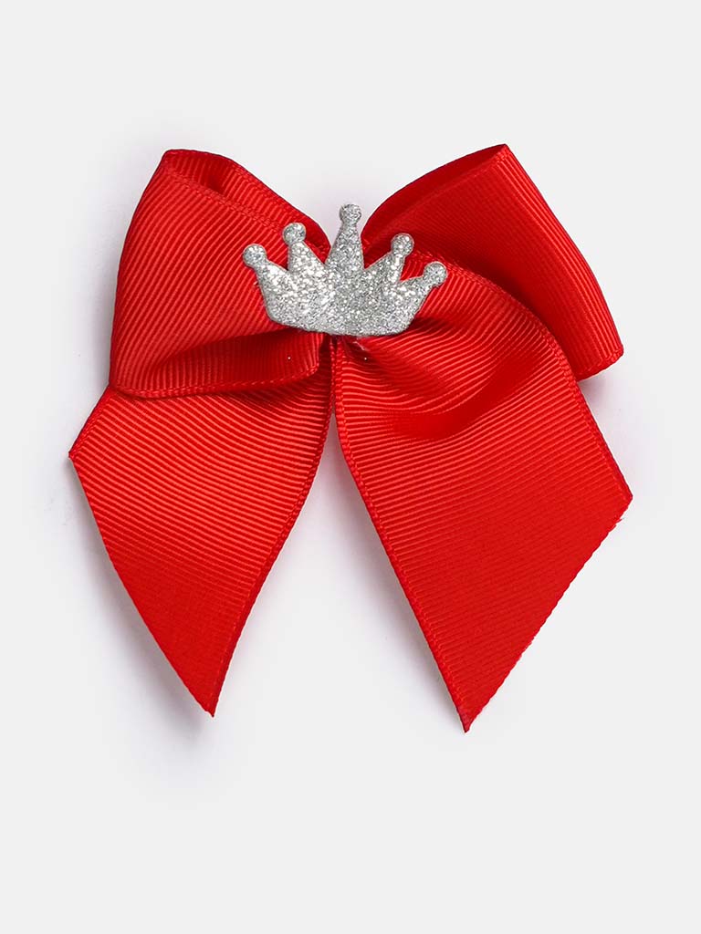 Baby Girl Crown with Bow Handmade Hairclip-Red