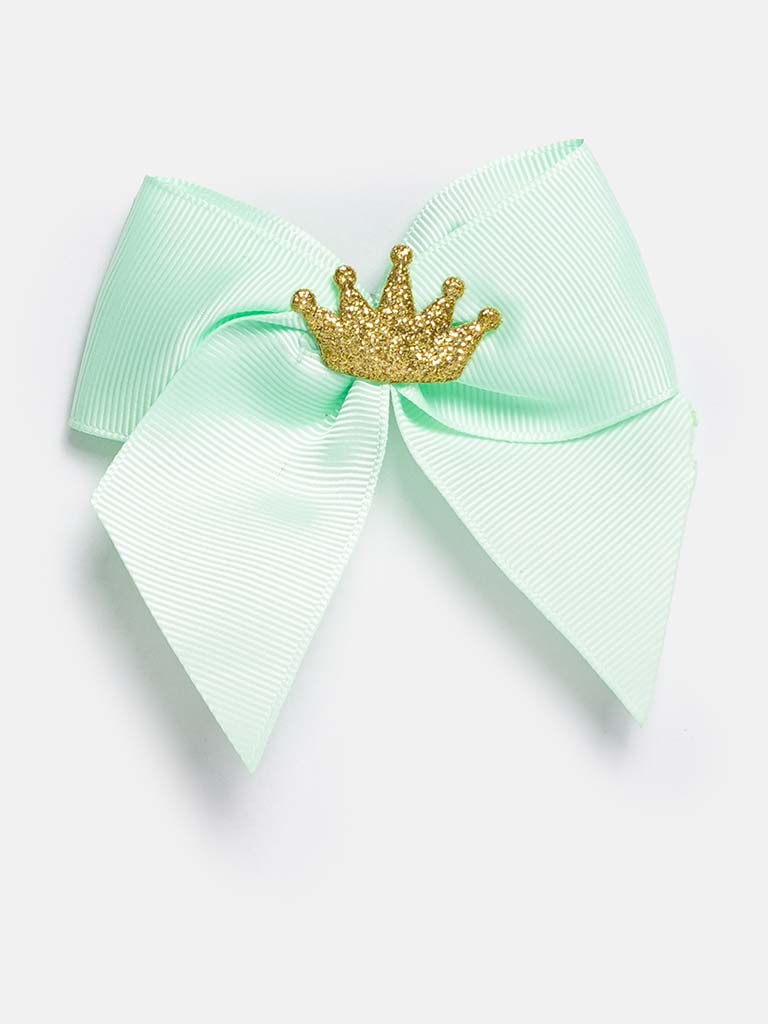Baby Girl Crown with Bow Handmade Hairclip-Mint Green