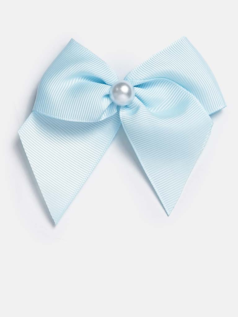 Baby Girl Pearl with Bow Handmade Hairclip-Baby Blue