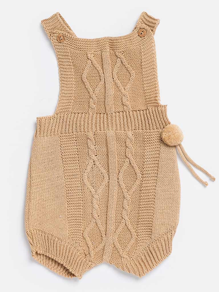 Baby Boy Javi Collection 2-piece Pom-pom Knitted Set - Camel Brown