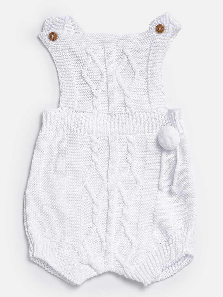 Baby Boy Javi Collection 2-piece White Pom-pom Knitted Set