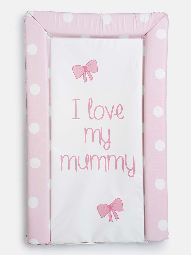 Baby Girl "I Love My Mummy" Changing Mat - White & Pink