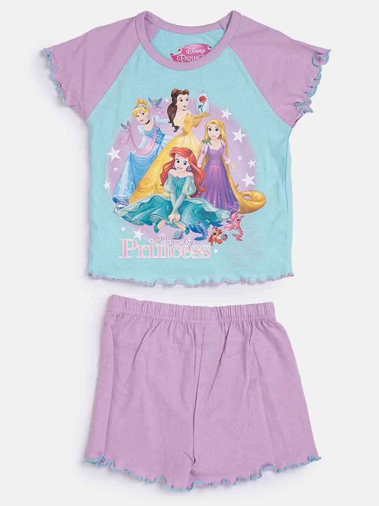 Disney Princess Baby Girl Short Pyjama Set-Mint Blue & Lilac