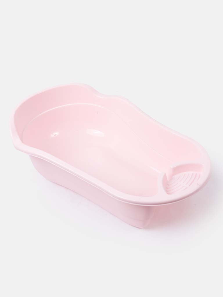Baby Girl Bath Tub with Built-in Soap Tray- Pink