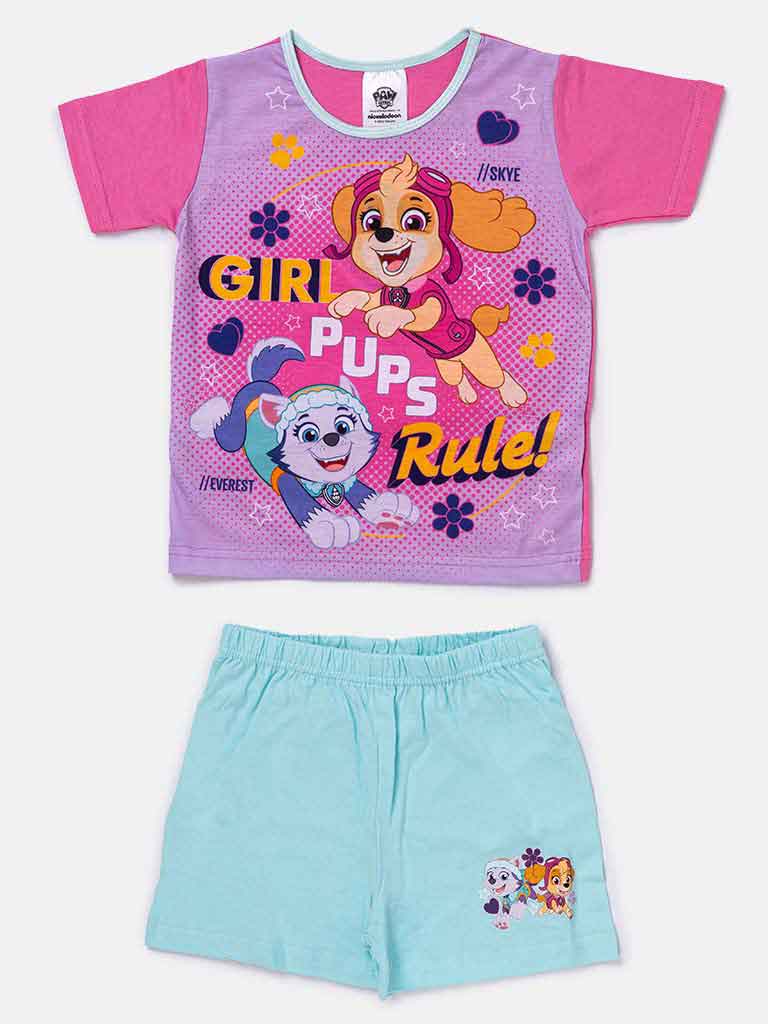 Paw Patrol Baby Girl Short Pyjama Set-Pink & Mint Blue