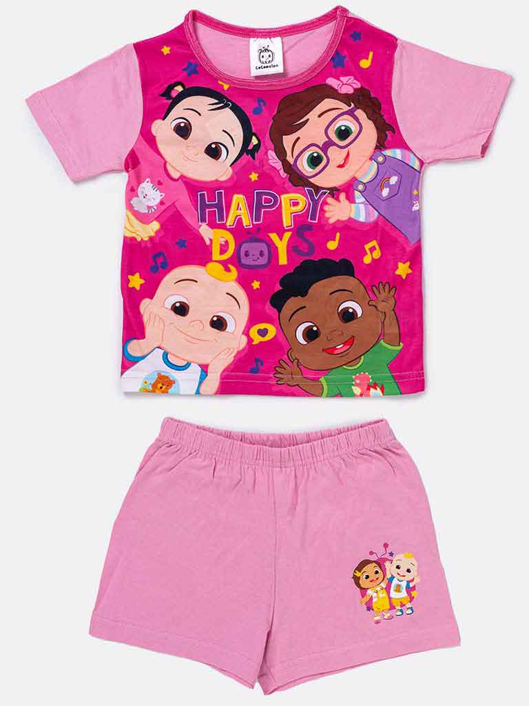 Cocomelon Baby Girl Short Pyjama Set-Pink