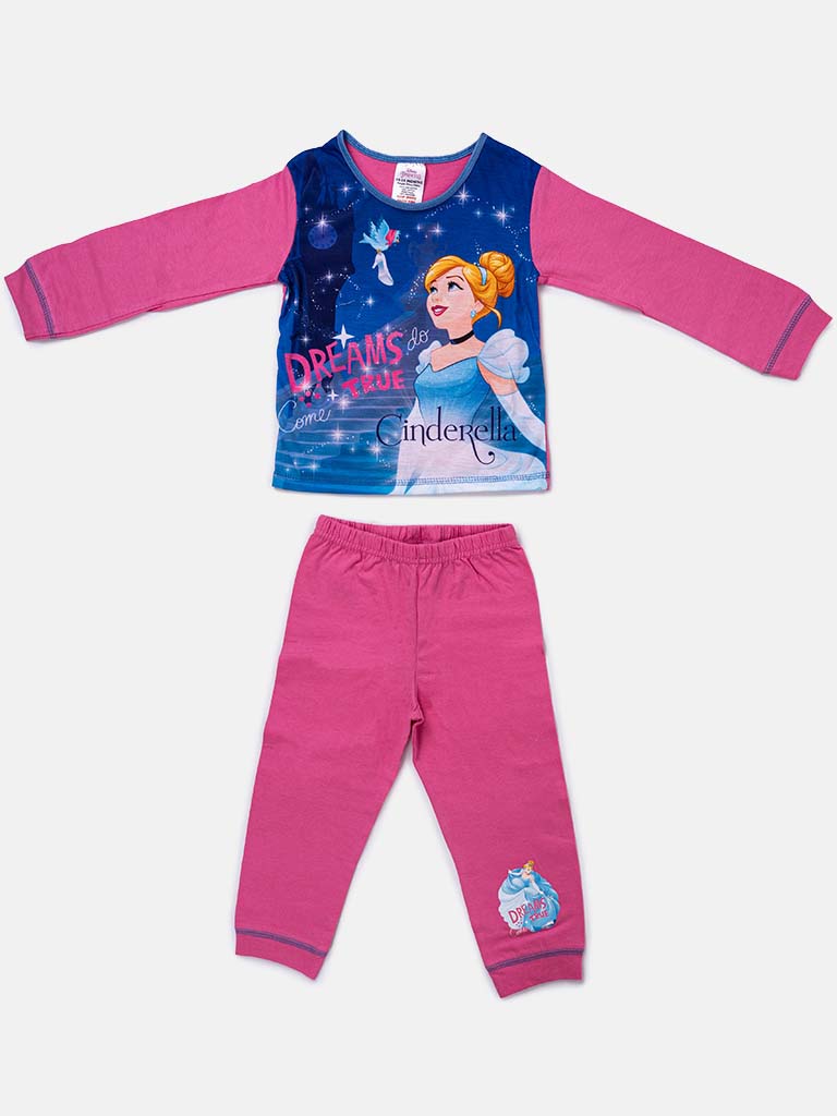 Princess Cinderella Baby Girl Long Pyjama Set-Pink & Blue