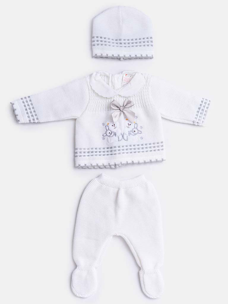 Baby Girl 3-piece Bunny Knitted Gift Box Set - White