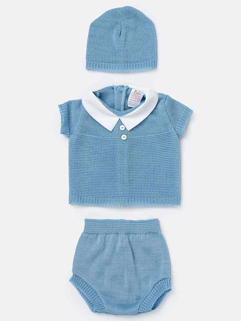 Baby Boy 3-piece Everyday Knitted Gift Box Set - Blue