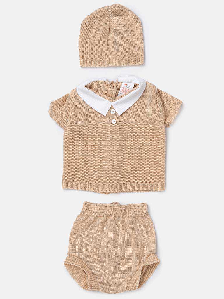 Baby Boy 3-piece Everyday Knitted Gift Box Set - Beige