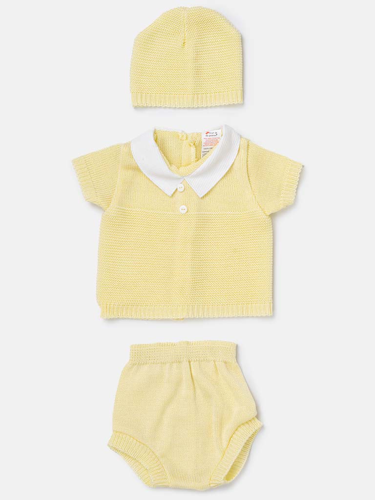 Baby Boy 3-piece Everyday Knitted Gift Box Set - Lemon Yellow
