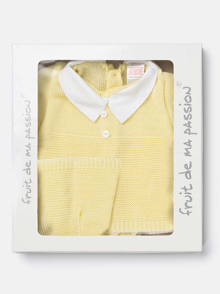 Baby Boy 3-piece Everyday Knitted Gift Box Set-Lemon Yellow