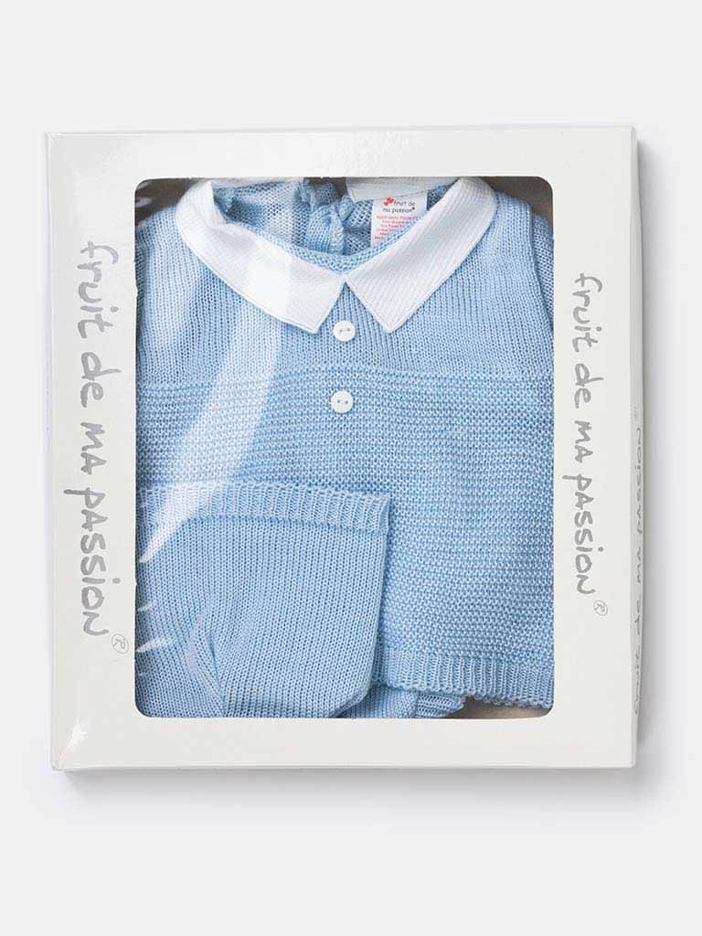 Baby Boy 3-piece Everyday Knitted Gift Box Set - Baby Blue