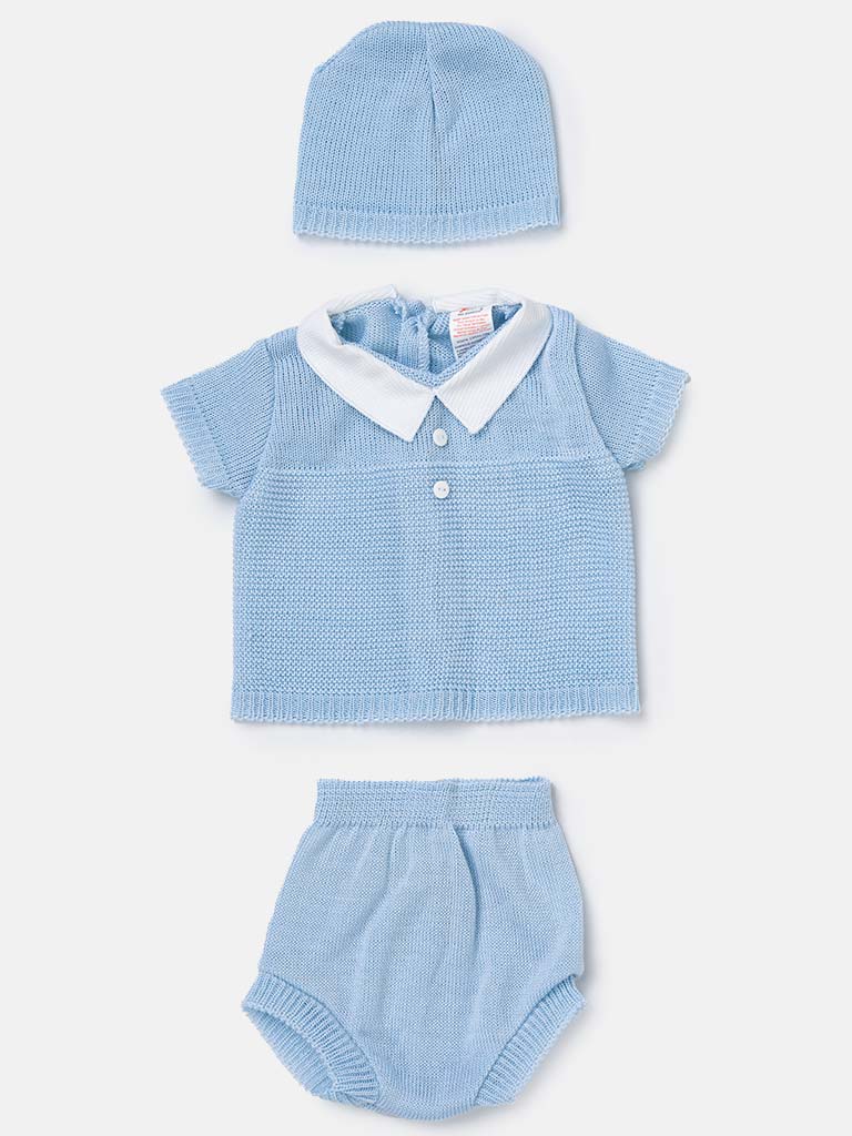 Baby Boy 3-piece Everyday Knitted Gift Box Set - Baby Blue