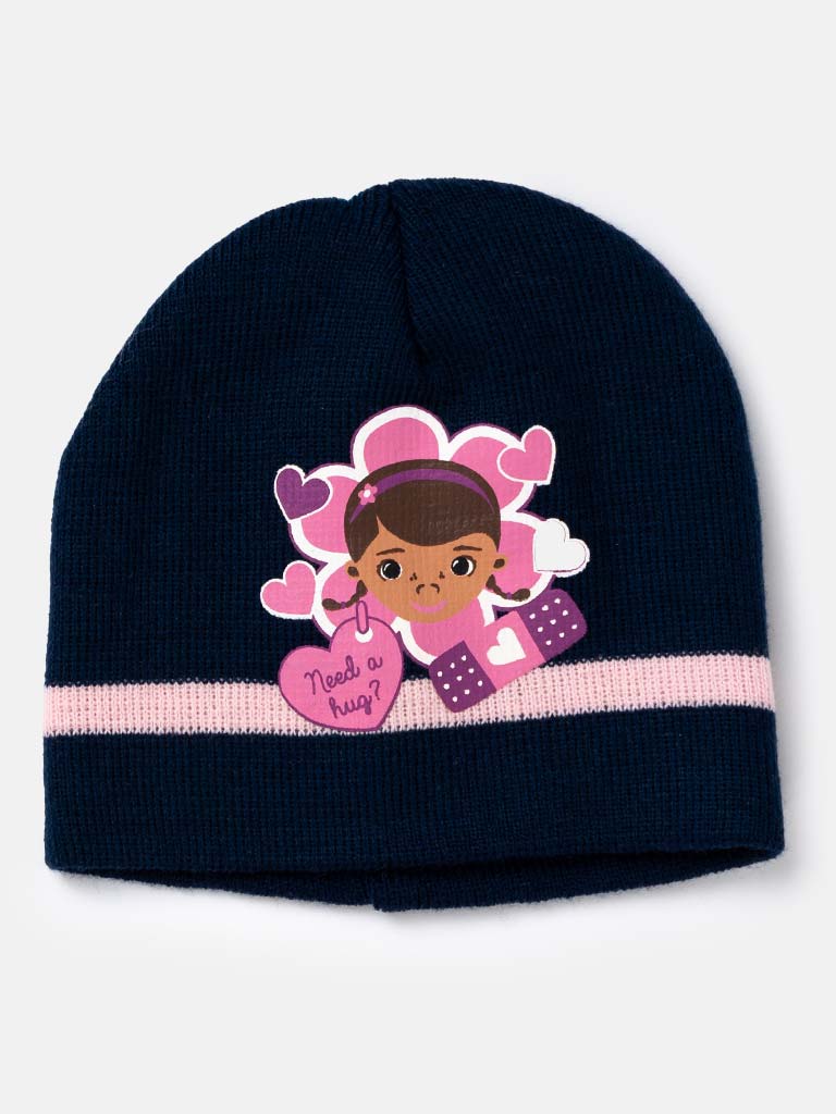 Doc McStuffins Baby Girl Knitted Beanie Hat-Navy Blue & Pink