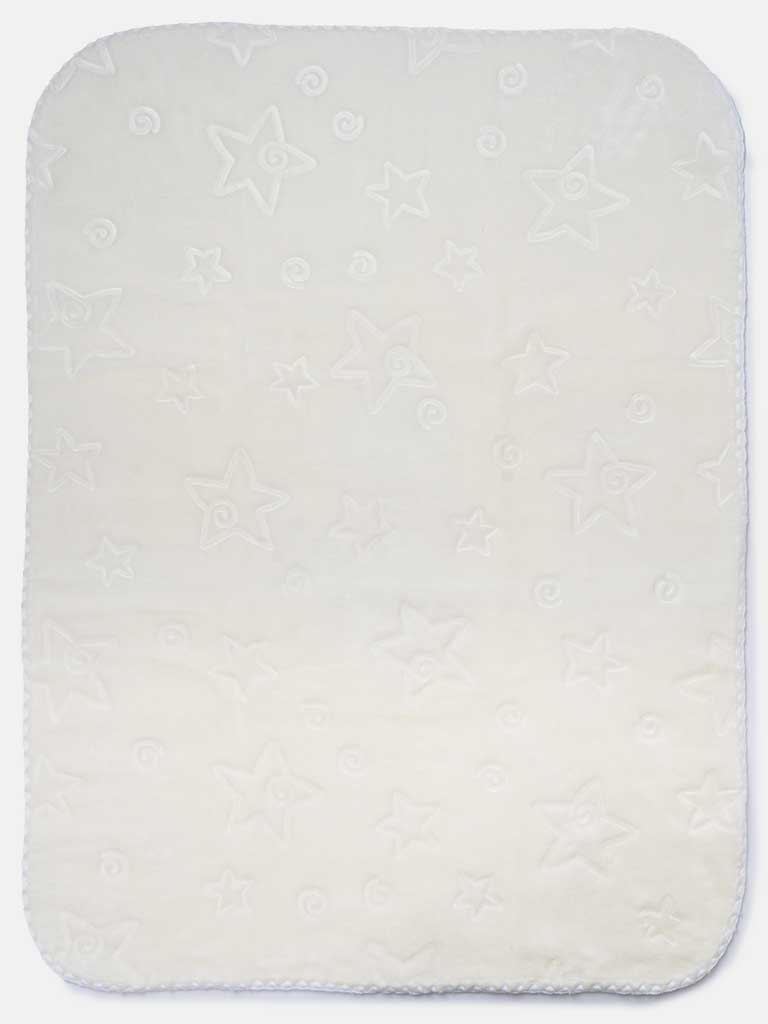 Baby Unisex Stars Soft Fleece Pram Blanket - White