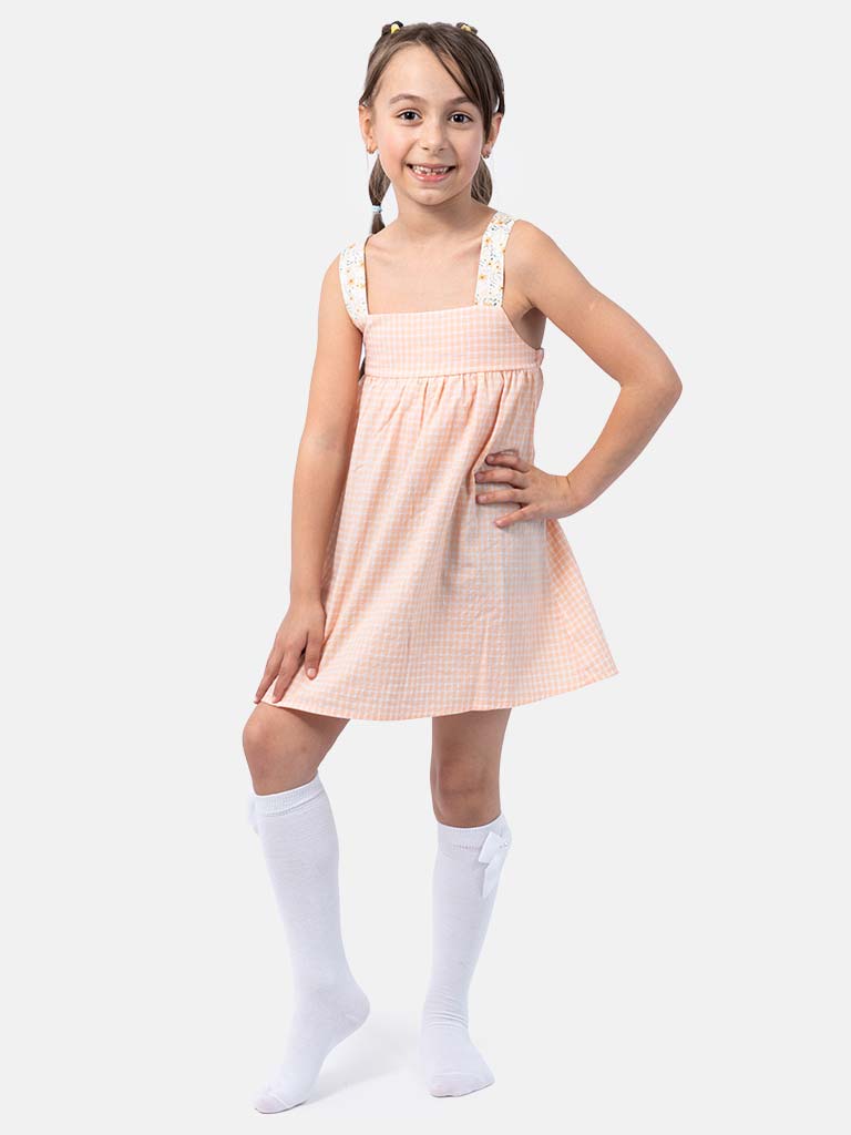 Baby Girl "Calamaro" Brand Spanish Dress - Peach Orange