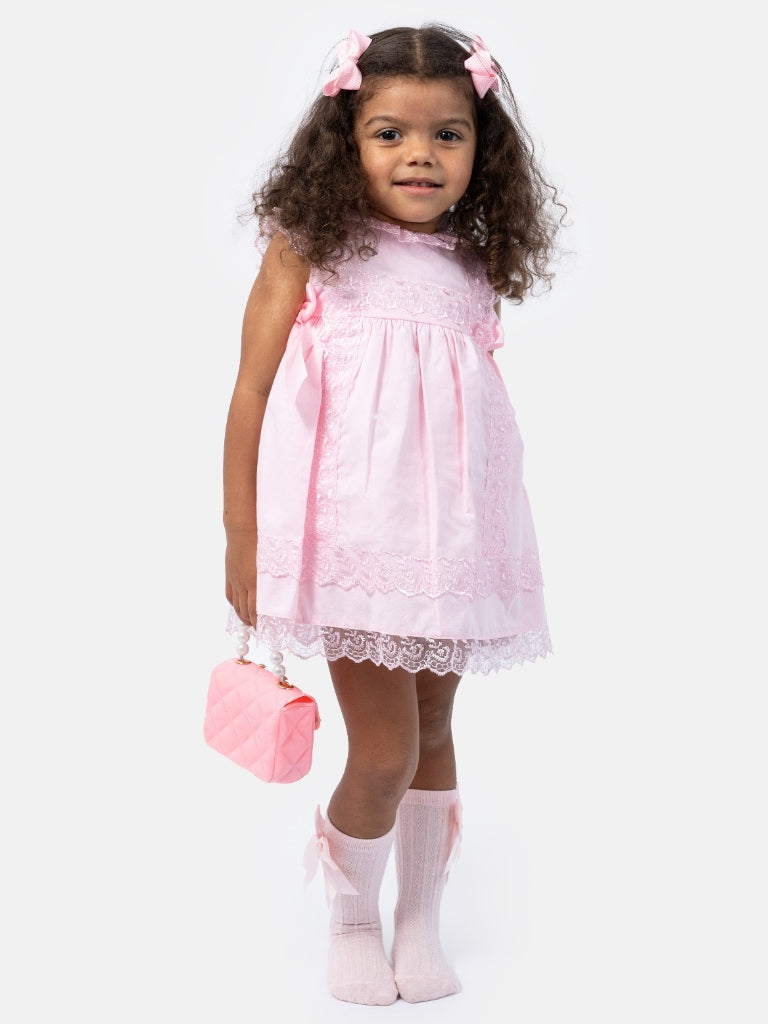 Baby Girl Spanish Ceremony Lace Dress-Baby Pink