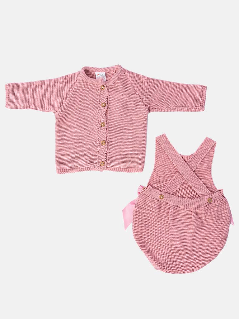 Baby Girl Emmeline Collection 2-piece Knitted Set- Dusty Pink