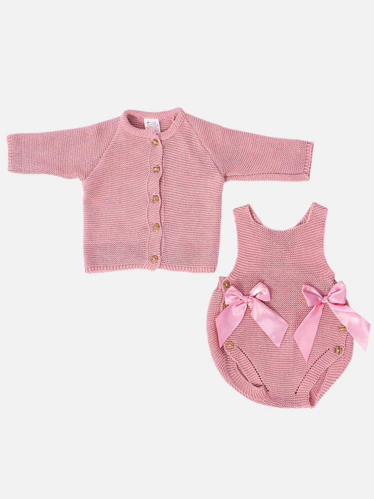 Baby Girl Emmeline Collection 2-piece Knitted Set - Dusty Pink