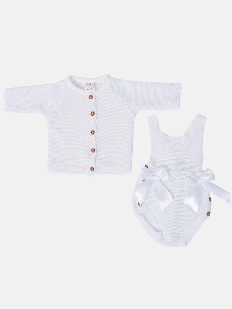 Baby Girl Emmeline Collection 2-piece Knitted Set - White