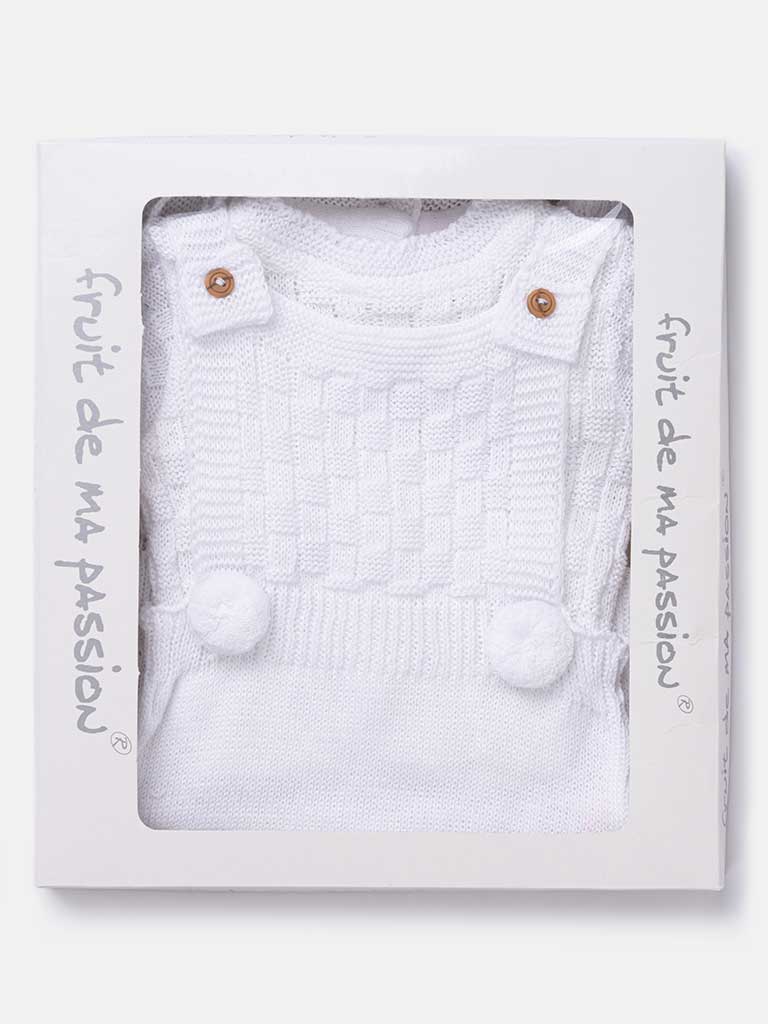 Baby Boy 4-piece Checked Knitted Gift Box Set - White