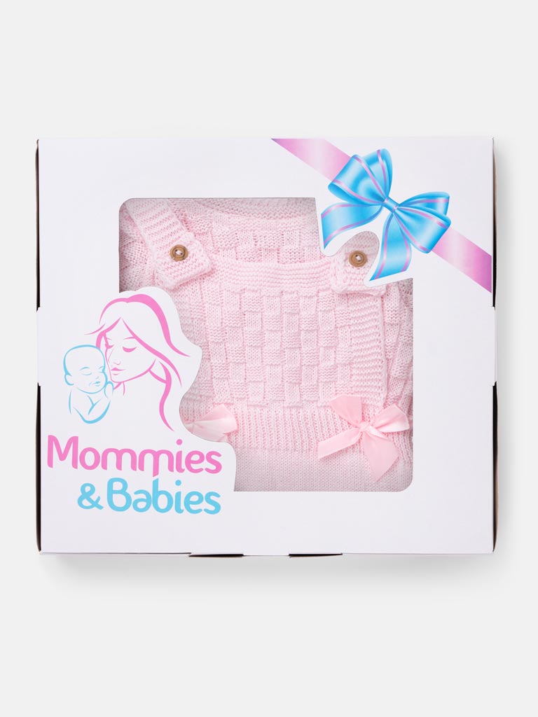 Baby Girl 4-piece Checked Knitted Gift Box Set - Baby Pink