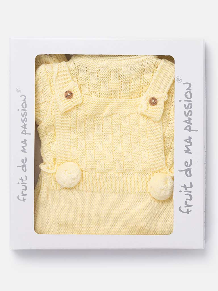 Baby Boy 4-piece Checked Knitted Gift Box Set - Lemon Yellow