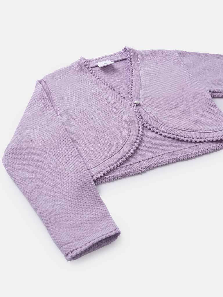 Luxury Baby Girl Bolero with Pearl - Lilac Purple