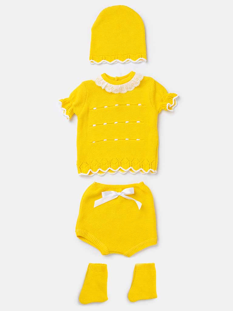 Baby Girl Julia Collection 4-piece Spanish Knitted Set - Yellow
