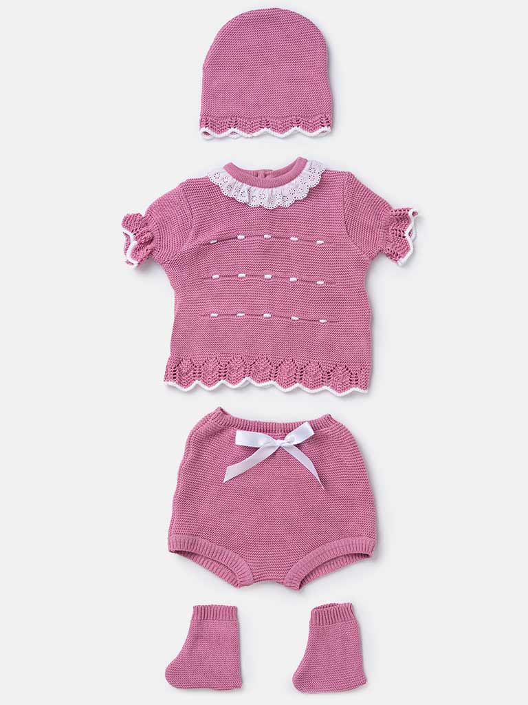 Baby Girl Julia Collection 4-piece Spanish Knitted Set - Lilac Pink