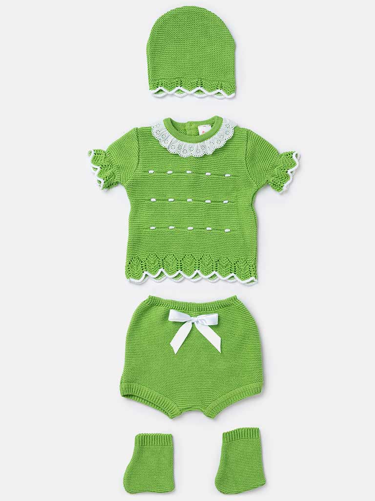 Baby Girl Julia Collection 4-piece Spanish Knitted Set - Green